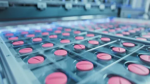 A close up of many pills in trays